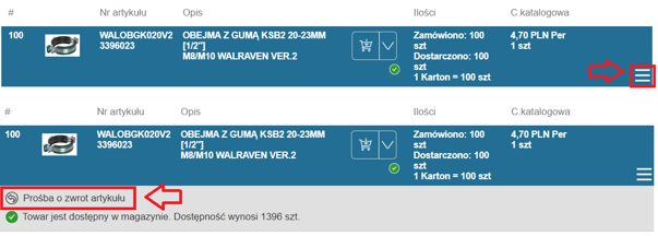 menu produktowe